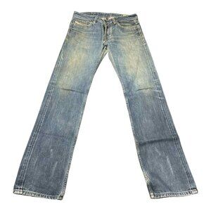 Diesel Viker Back Jeans Mens 31x34 Blue Straight Leg Distressed Denim Italy